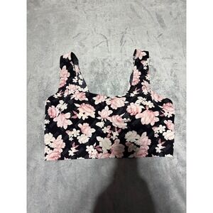 Victoria Secret Pink Womens Size L Black Floral Flower Bralette with Padding